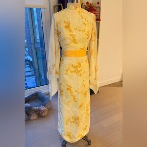 1970’s Vintage Alfred Shaheen Butterfly Print Angel Sleeve Dress